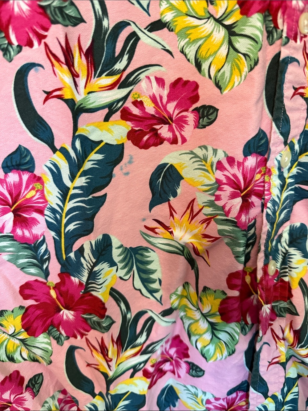 Men’s Ralph Lauren Pink Tropical Floral Short-Sleeve Button-Down Shirt Size L - Picture 2 of 5